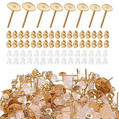 80 шт. 4 шт. фурнитуры для сережек-гвоздиков из нержавеющей стали 202 со штифтами из нержавеющей стали 304 STAS-SZ0002-03-1