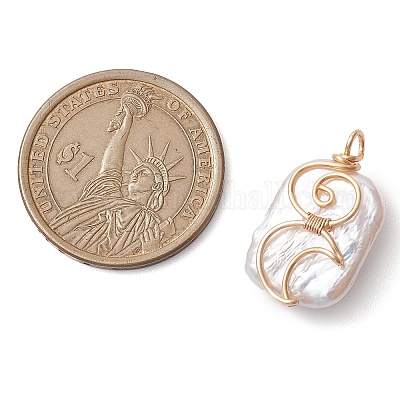 Подвески из натуральной жемчужины кеши в медной проволоке в обертке в стиле барокко PALLOY-JF02799-1