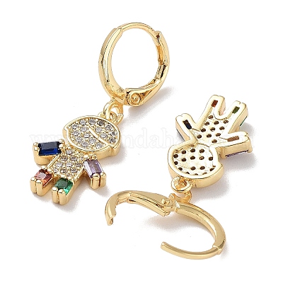 Серьги с подвесками из латуни с покрытием из настоящего 18-каратного золота EJEW-L269-034G-02-1