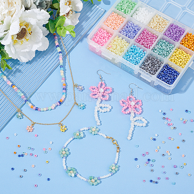 15 цветные стеклянные бусины&nbsp;SEED-PH0012-07-1