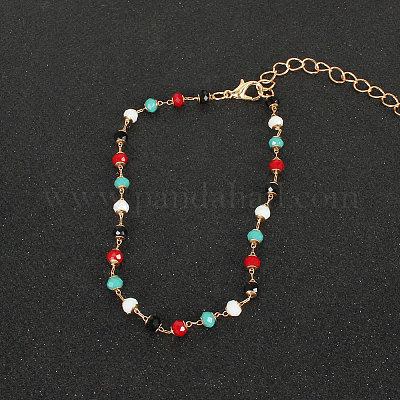 Сплав с разноцветными гранеными звеньями из смолы ручной работы браслеты на ногу для женщин FS-WG66C6C-04-1