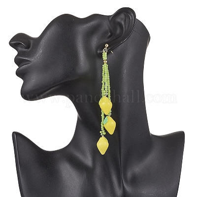 Серьги-гвоздики лимонного цвета из нержавеющей стали 304 EJEW-TA00690-1