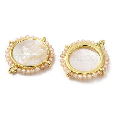 Покрытие стойки латунь микро паве кубический цирконий и подвески в виде ракушек KK-G488-16G-1