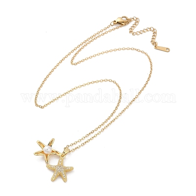 Подвеска в виде морской звезды из латуни с микропаве из кубического циркония для женщин NJEW-C076-06G-1