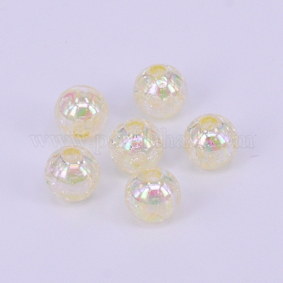 Гальванические кракле акриловые бусины CCG-WH0001-8mm-10-1