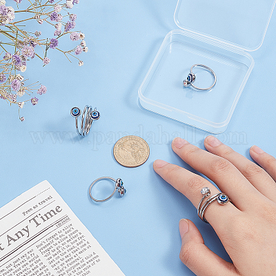 4 шт. 4 стильных кольца-манжеты из смолы от сглаза RJEW-PH0001-11-1