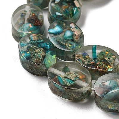 Окрашенная натуральная императорская яшма с нитями смоляных бусин G-G083-A01-01-1