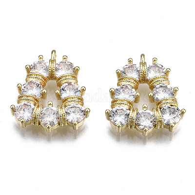 Подвески из прозрачного фианита с инкрустацией из латуни ZIRC-S069-025G-1