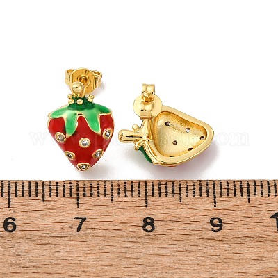 Латунные микро проложить серьги стержня кубического циркония EJEW-D322-05G-01-1