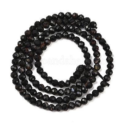 Натуральный черный турмалин бисер нитей&nbsp;X-G-D320-A04-3mm-02-1