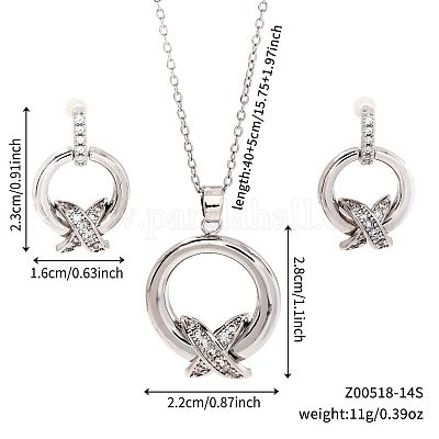 Комплекты из латунных подвесок и серег-гвоздиков с микропаве из прозрачных кубических цирконий для женщин LE1228-2-1