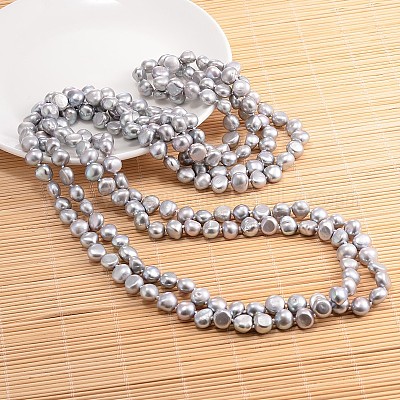 Колье из натурального жемчуга и бисера NJEW-P126-B-01D-01-1