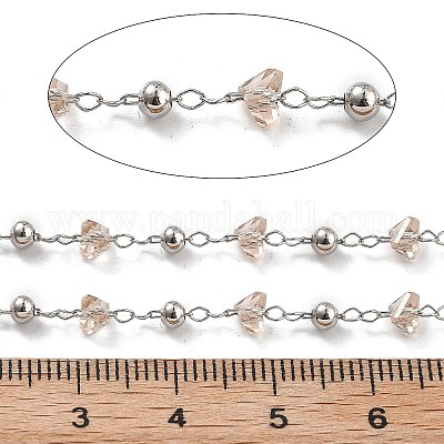 Цепочки из латунных и стеклянных бусин ручной работы CHC-L051-03P-04-1