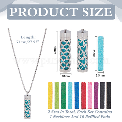 2 шт. 2 стиля из нержавеющей стали диффузор эфирного масла подвеска ожерелье для женщин NJEW-WR0001-04B-1
