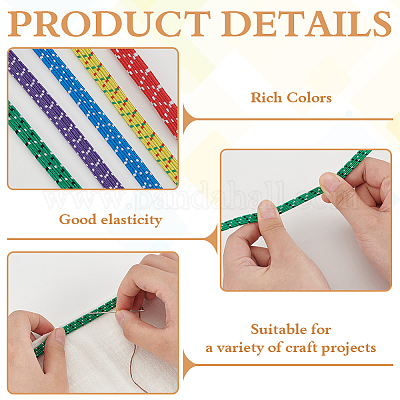 5 шт. 5-цветная резинка с узором в горошек и эластичным шнуром из полиэстера&nbsp;OCOR-BC0009-79-1