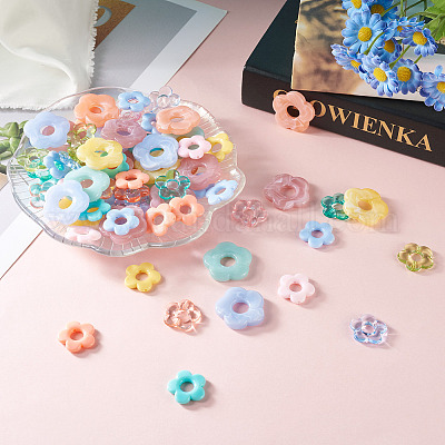 120 шт. 15 стильных прозрачных и непрозрачных акриловых бусинок OACR-BT0001-03-1