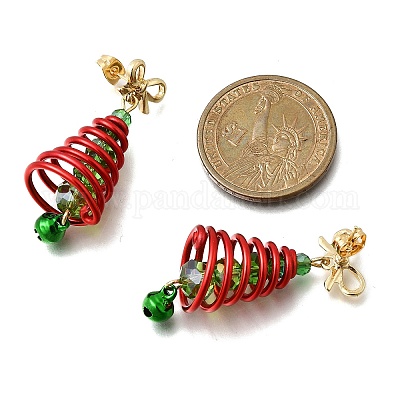 Серьги-гвоздики с подвесками из алюминиевого стекла EJEW-JE06582-1