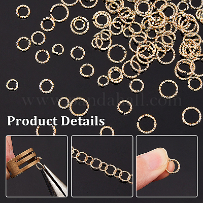 120 Pcs 3 Sizes 18K Gold Plated Jump Rings, Open Jump Rings for