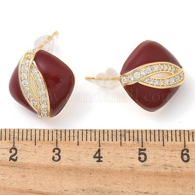 Серьги-гвоздики из латуни EJEW-B115-01G-02-1