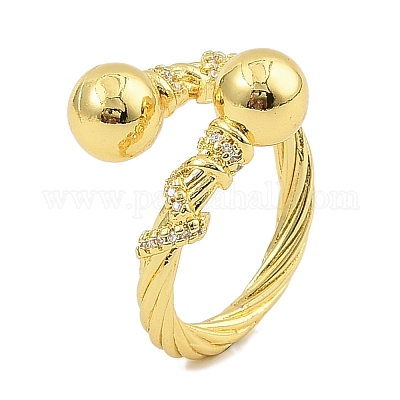 Регулируемые кольца из латуни с микропаве из кубического циркония для женщин RJEW-S392-12G-1