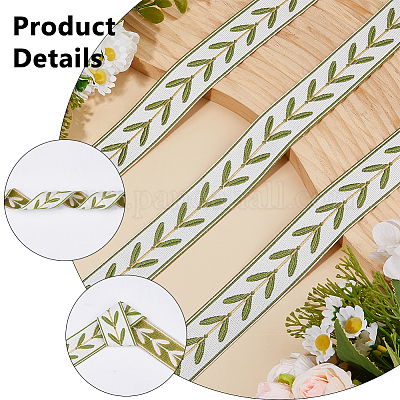 12.75 м полиэстеровая лента с узором в виде листьев OCOR-DC0001-28C-1