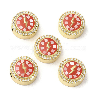 Латунные микро проложить кубического циркония бусы KK-K385-002G-1