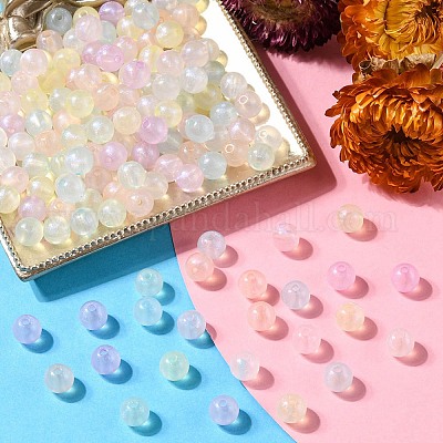 レインボー虹色メッキアクリルビーズ キラキラビーズ ラウンド