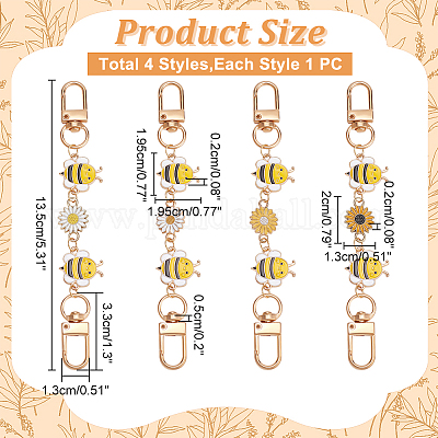 Удлинители ремешка из эмали из сплава подсолнуха и пчелы AJEW-AB00096-1