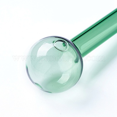 Glass Straws with Round Ball, Long Glass Drinking Straws, Medium Sea Green,  108x29.5mm, Hole: 5mm and 7.5mm