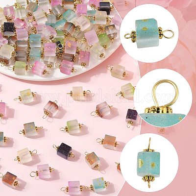 100 шт. блестящие подвески-кубики из матового стекла PALLOY-FS00042-02-1