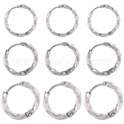 18 шт. 3 стиля сережек-колец из нержавеющей стали 316 EJEW-SC0001-82-1