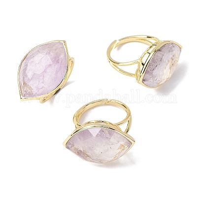 Кольца-манжеты из натурального аметиста с конским глазом RJEW-M076-04G-05-1