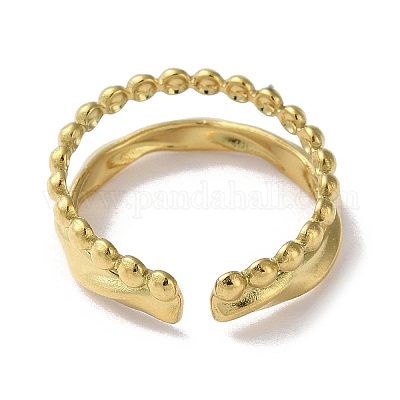 Открытое манжетное кольцо из нержавеющей стали 304 с двумя линиями RJEW-H215-04G-1