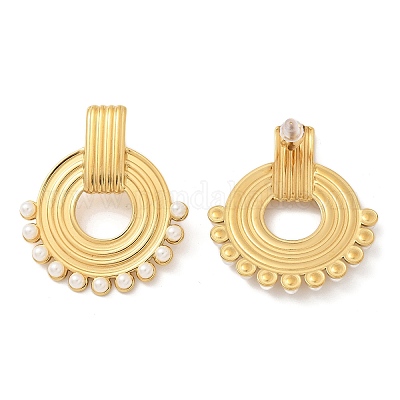 Серьги-гвоздики из нержавеющей стали 304 с имитацией жемчуга EJEW-M069-02G-1