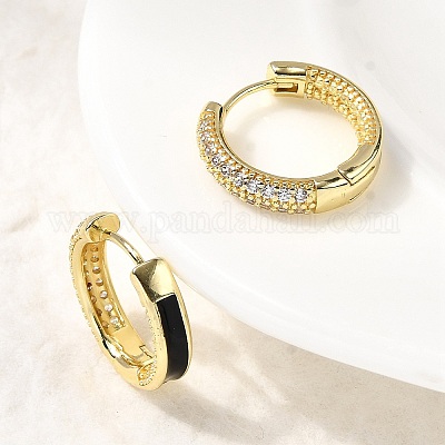 Латунные серьги-кольца из прозрачного кубического циркония EJEW-K276-11G-01-1