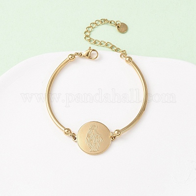 Браслеты из нержавеющей стали 304 Religion для женщин BJEW-F524-02C-G-1