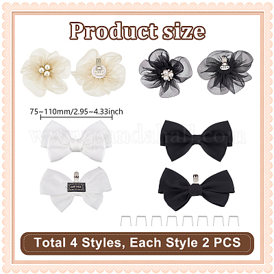 8 шт. 4 стиля пряжек для обуви из полиэстера с цветком и бантом HJEW-GA00032-1