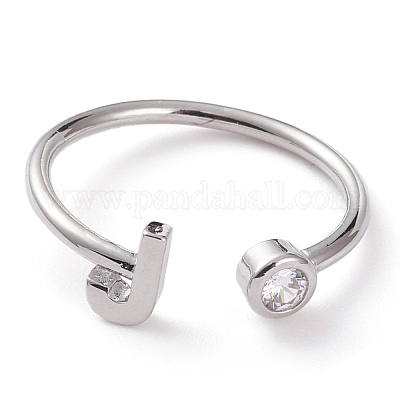 Латунные кольца из манжеты с прозрачным цирконием RJEW-J074-01P-J-1