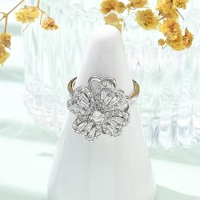 Вращающиеся открытые манжеты-кольца для женщин с клевером&nbsp;LS-RJEW-R007-02P-1