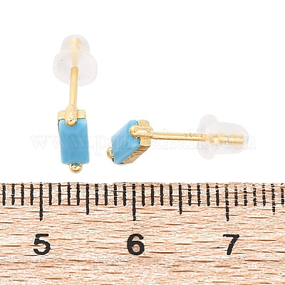 Прямоугольные серьги-гвоздики с кубическим цирконием FU7889-14-1