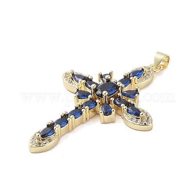 Настоящие 18к позолоченные латунные подвески с микропаве и кубическим цирконием KK-A209-34G-1
