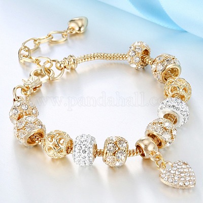 Браслеты с подвесками в виде сердца из сплава с кристаллами и стразами FS-WG8E942-01-1