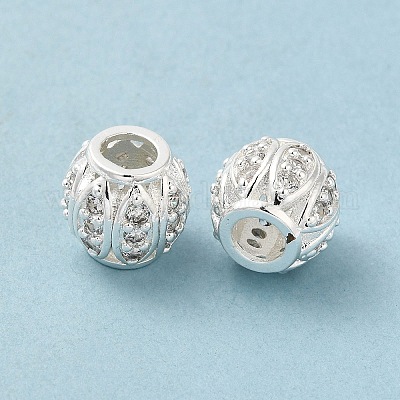 Реечное покрытие латунь микро паве кубический цирконий европейские бусины KK-F866-08S-1