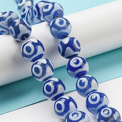 Нити синих бусин дзи в тибетском стиле TDZI-NH0001-A03-01-1