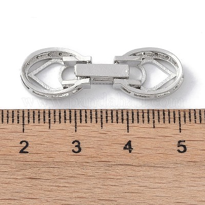 Реечное покрытие латунь микро паве прозрачный кубический цирконий складные застежки KK-NH0002-03A-P-1