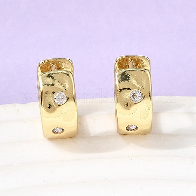 Латунные серьги-кольца из прозрачного кубического циркония EJEW-Z149-02G-1