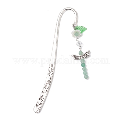 8 шт. закладки для книг в виде стрекоз из натурального драгоценного камня AJEW-JK00400-1