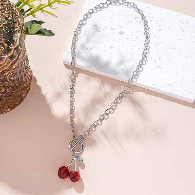 Ожерелья с подвесками из вишневого цинкового сплава и пластика ccb FS-WGA613B-06-1