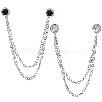 2 шт. 2-цветные плоские круглые булавки со стразами из цинкового сплава&nbsp;JEWB-CP0001-51-1