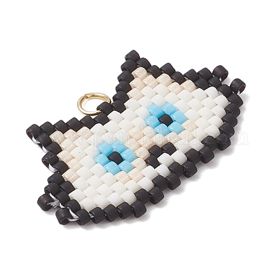 Подвески ручной работы из стеклянных бусин в форме головы кошки PALLOY-MZ00933-05-1